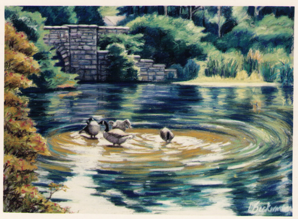 Linda Beckerman, Setauket Pond with Ducks, 1993
